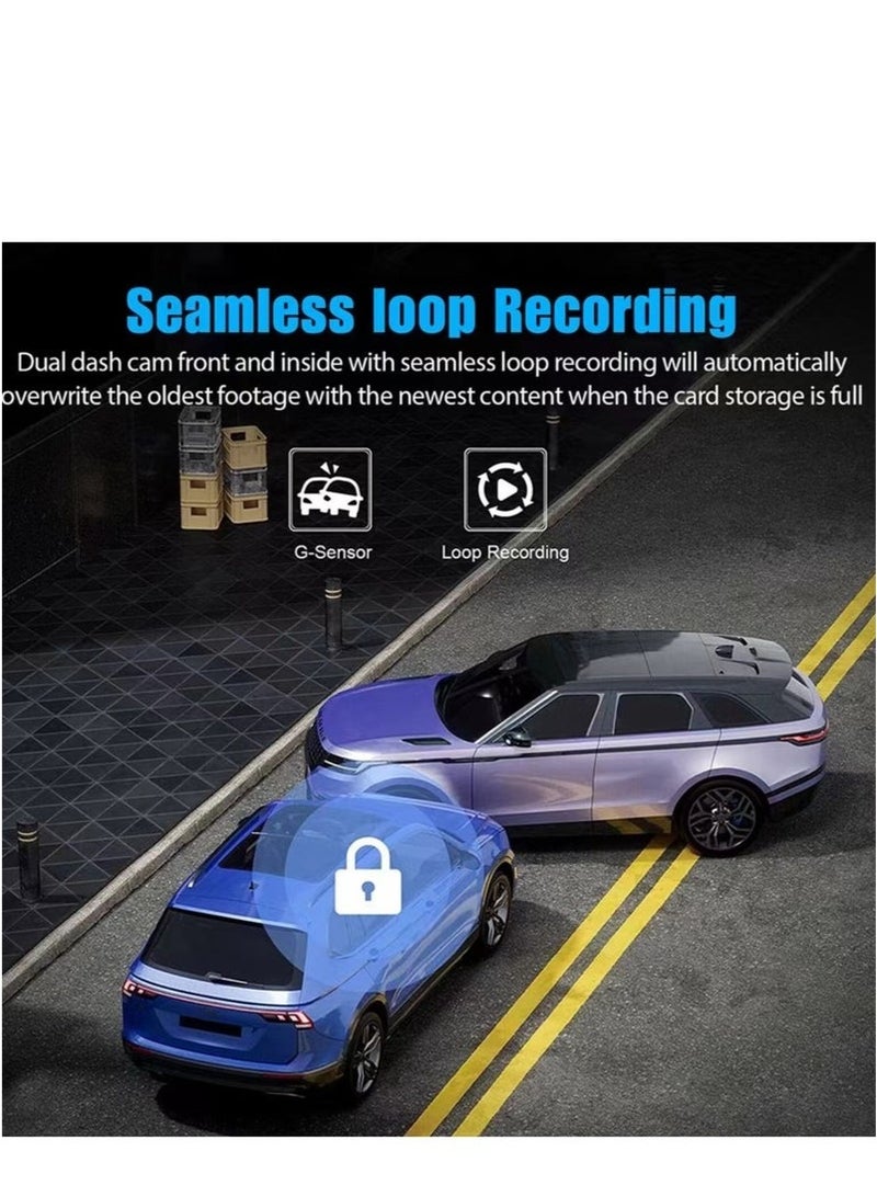 Bukela Car Dual Lens Dash Cam HD 1080P Front/Rear/Inside Video Recorder Camera G-Sensor - Image 5