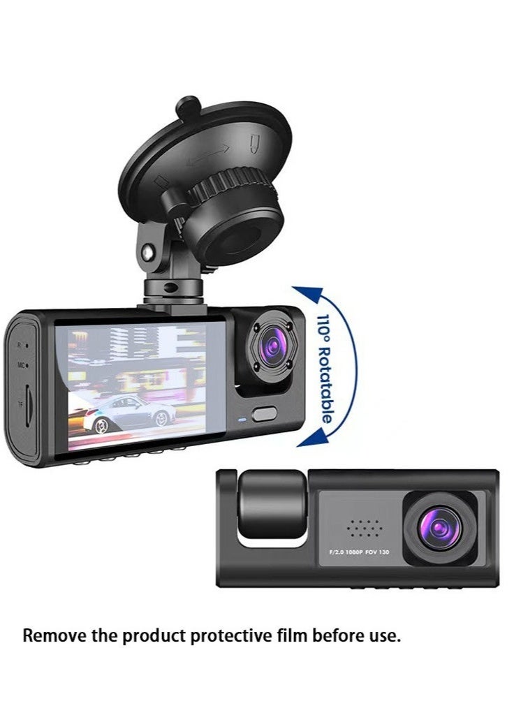 Bukela Car Dual Lens Dash Cam HD 1080P Front/Rear/Inside Video Recorder Camera G-Sensor - Image 2
