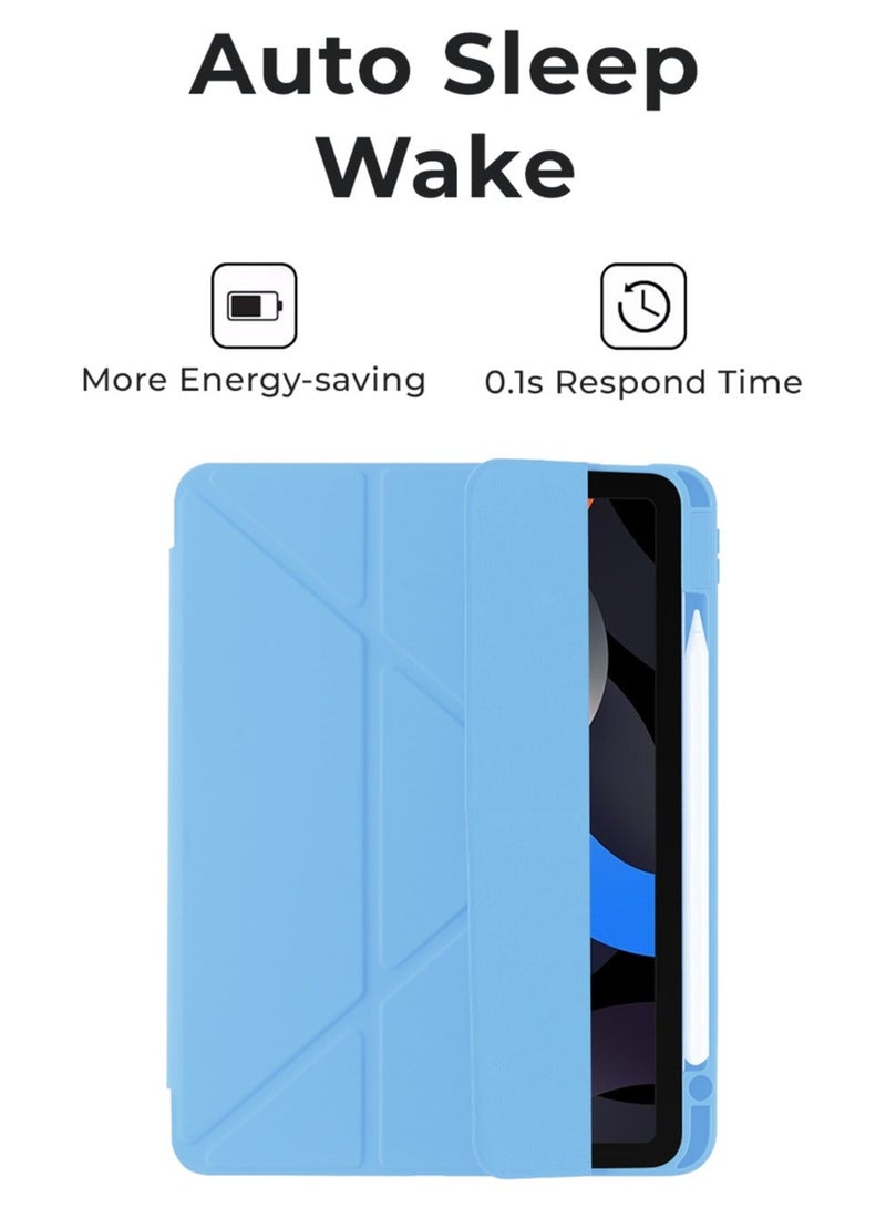 جلاسولوجي iPad Protective Case Y Fold + Screen Protector for iPad Pro 11 2022 Blue, Case Combo with Pencil Holder, Slim Stand Shockproof Tablet Cover, Auto Wake, Sleep with Screen Protector - Image 4