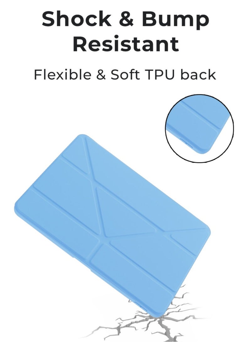 جلاسولوجي iPad Protective Case Y Fold + Screen Protector for iPad Pro 11 2022 Blue, Case Combo with Pencil Holder, Slim Stand Shockproof Tablet Cover, Auto Wake, Sleep with Screen Protector - Image 2