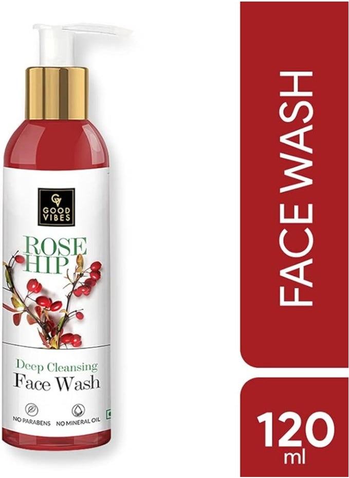 Good Vibes Good Vibes Rosehip Deep Cleansing Face Wash - 120 ml - Deep Cleanses Pores, Maintains Moisture and Repairs & Rejuvenates Skin - Paraben and Cruelty Free  - Image 2