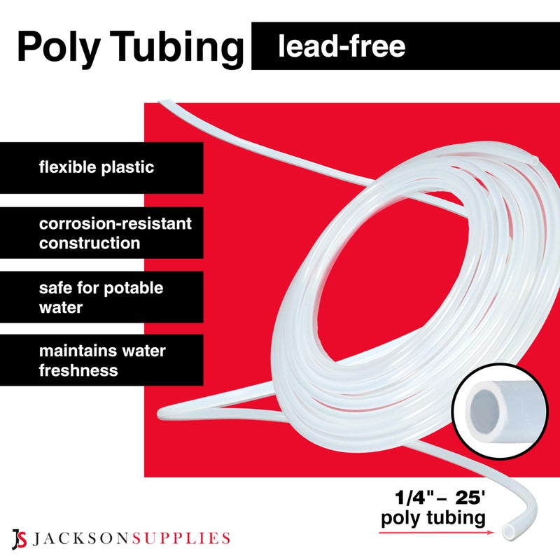 JS Jackson Supplies Ice Maker Supply Line and Humidifier Installation Kit for Refrigerators & Freezers, 1/4â€ x 25â€™ Poly Tubing, Includes Quick Connect Saddle Valve, Compression Fittings and Adapters - Image 4
