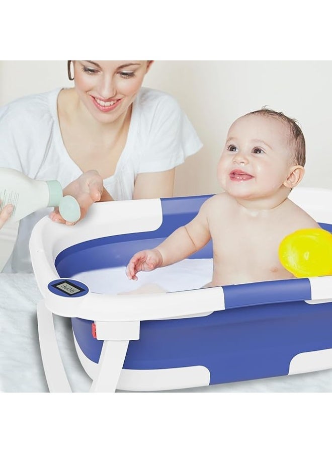 حوض استحمام للاطفال قابل للطي من ممز بلانيت , للرضع والاطفال الصغار يتميز ب مراقب درجة الحرارة في الوقت الحقيقي + وسادة عائمة، مجموعة حوض استحمام قابل للطي للاطفال بعمر 0-36 شهر، حوض استحمام محمول مثالي للسفر - Image 3