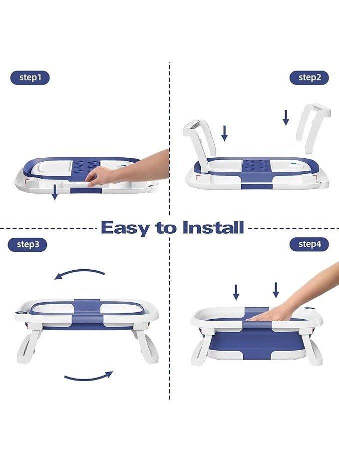 حوض استحمام للاطفال قابل للطي من ممز بلانيت , للرضع والاطفال الصغار يتميز ب مراقب درجة الحرارة في الوقت الحقيقي + وسادة عائمة، مجموعة حوض استحمام قابل للطي للاطفال بعمر 0-36 شهر، حوض استحمام محمول مثالي للسفر - Image 4