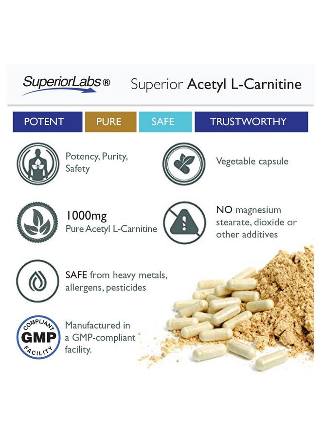 Superior Labs | Acetyl L-Carnitine 1000mg | 200 caps | Maximum Absorption | Pure Vegetable Capsules | Zero Synthetic Additives | Superior Absorption - Image 4