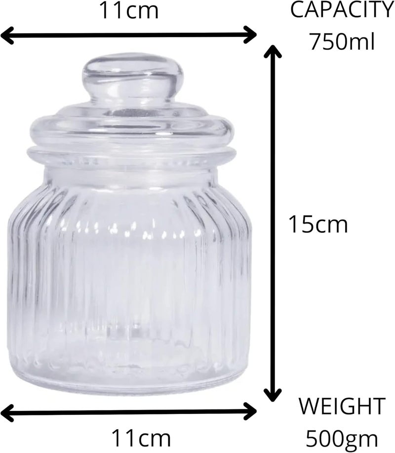 MUAC Glass Container Jar With Lid For Kitchen Jar for Kitchen Storage Pop Jar Glass Jar Food Storage Containers For Storing Spices, Jam, Honey, Aachar, Sugar, Coffee Beans (750ml) (Pack Of 3) - Image 2