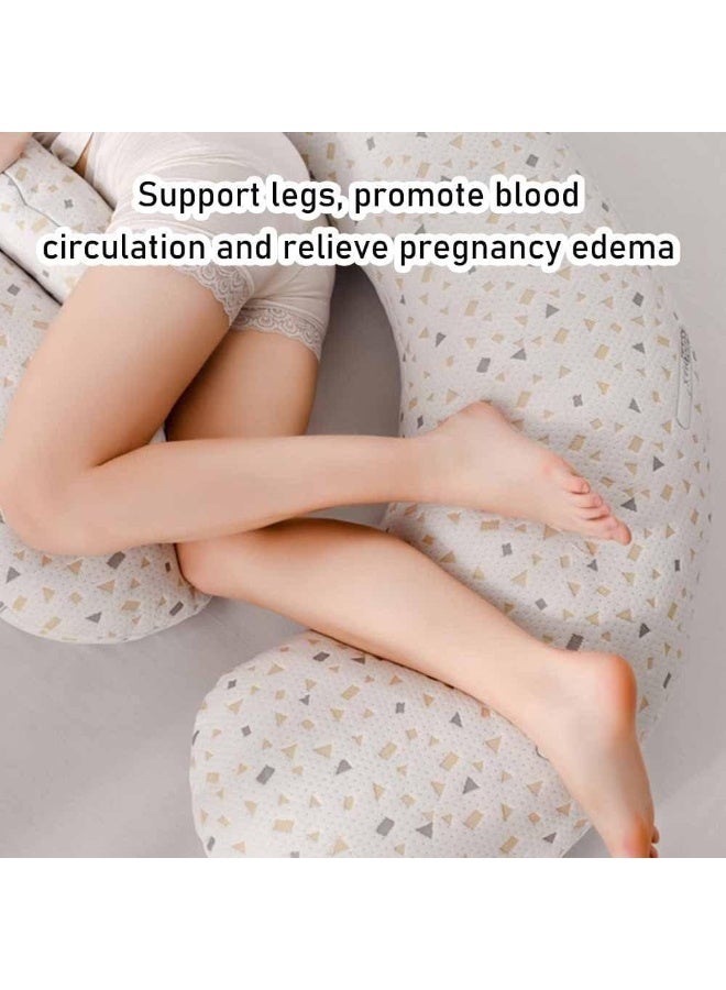 SKY-TOUCH وسادة الحمل، وسادة للنائمين على الجانب للحوامل، دعم للخصر والبطن والساقين، وسادة على شكل U متعددة الوظائف لدعم النوم الجانبي المريح للخصر والبطن والظهر، قابلة للإزالة والغسل - Image 2