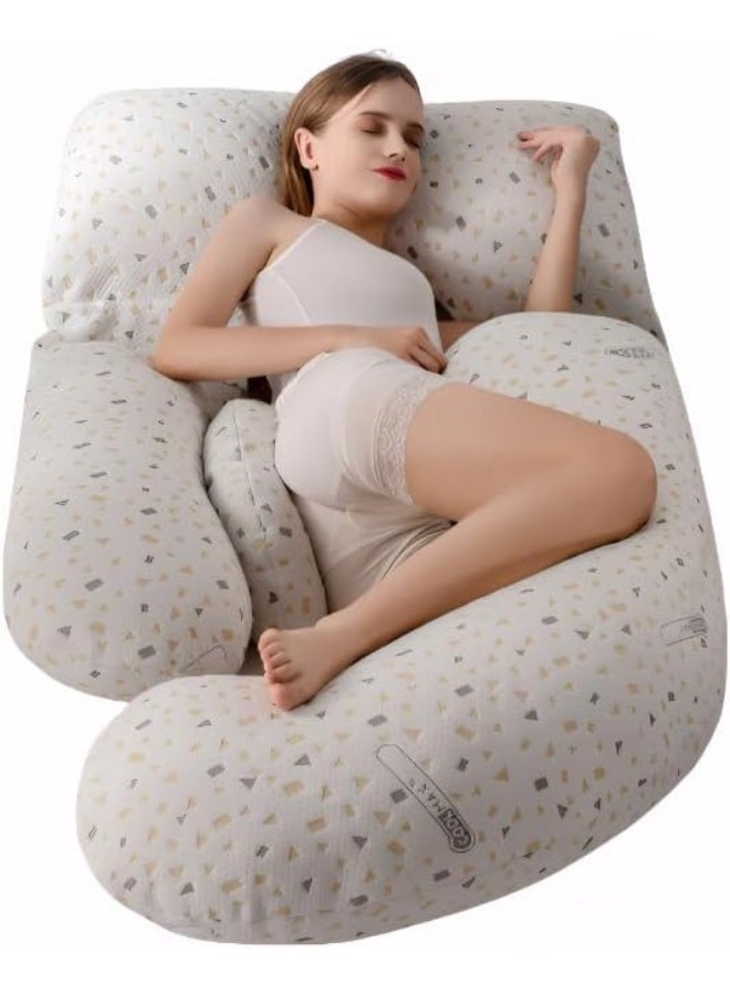 SKY-TOUCH وسادة الحمل، وسادة للنائمين على الجانب للحوامل، دعم للخصر والبطن والساقين، وسادة على شكل U متعددة الوظائف لدعم النوم الجانبي المريح للخصر والبطن والظهر، قابلة للإزالة والغسل - Image 1