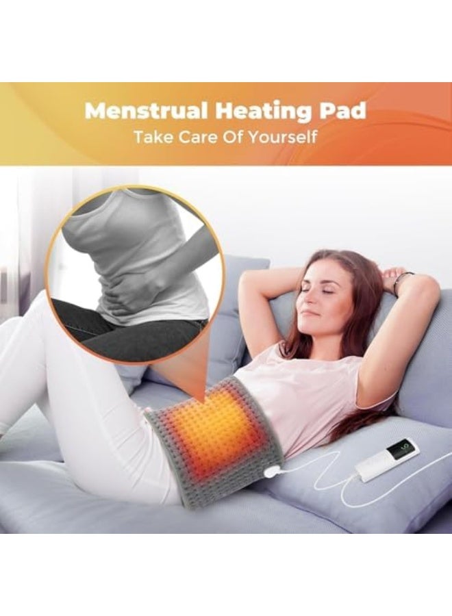 وسادة تدفئة قابلة للارتداء لآلام الظهر، 9 مستويات حرارة، توقيت بـ 4 سرعات، لمس ناعم، تسخين سريع وقابلة للغسل في الغسالة، رائعة لتخفيف آلام الظهر والتقلصات للبطن والساق والجسم - 12"x50" - Image 5