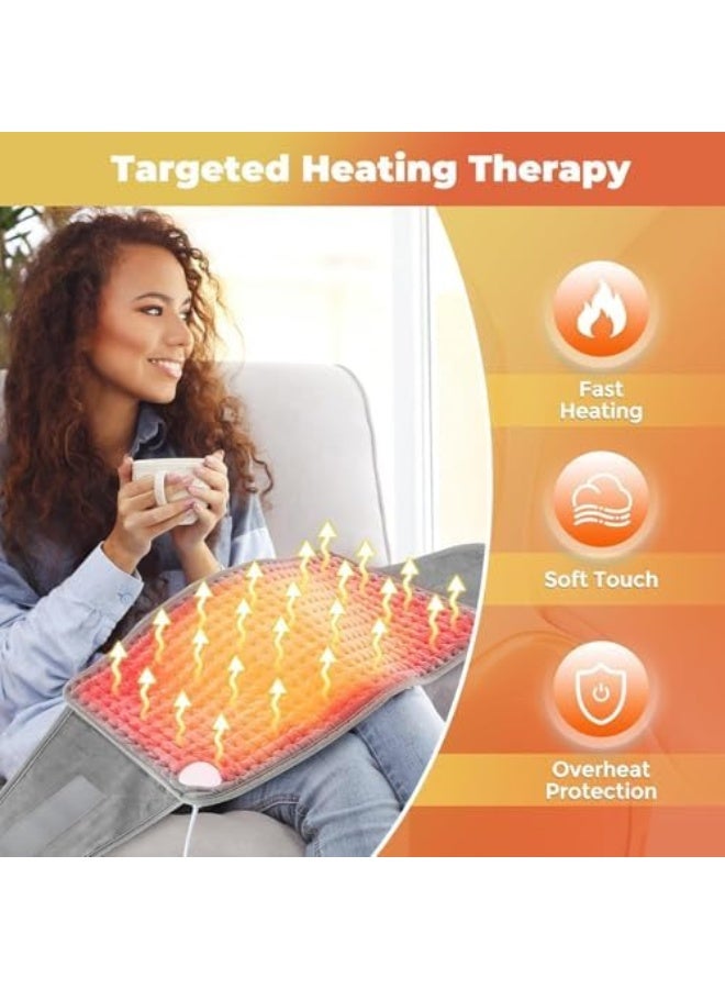 وسادة تدفئة قابلة للارتداء لآلام الظهر، 9 مستويات حرارة، توقيت بـ 4 سرعات، لمس ناعم، تسخين سريع وقابلة للغسل في الغسالة، رائعة لتخفيف آلام الظهر والتقلصات للبطن والساق والجسم - 12"x50" - Image 4