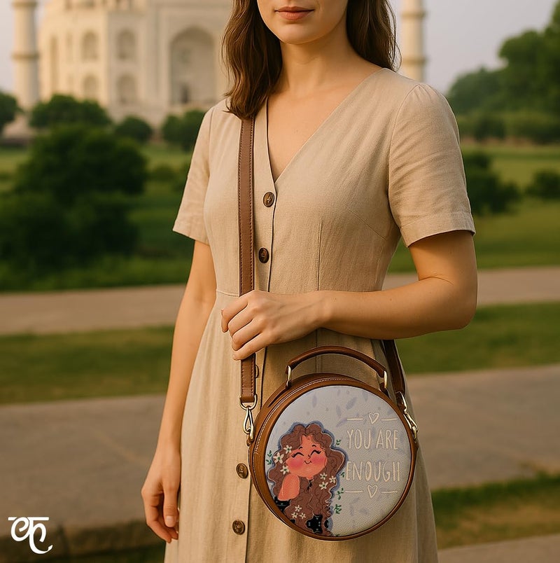 Kalankit Sling Bag For Woman | Vegan Leather Round Box Sling Bags For Teenage Girls | Stylish Crossbody Side Bag | Cute Birthday Gifts For Women - Image 5