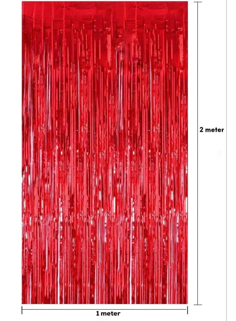 مارك ستارة فويل حمراء | 1 × 2 متر خلفية حفلات من الزينة المعدنية للهالوين، وحفلات استقبال المولود الجديد، وحفلات الزفاف، والعيد، والتخرج، وديكورات حفلات أعياد الميلاد [عبوة من قطعتين] - Image 2