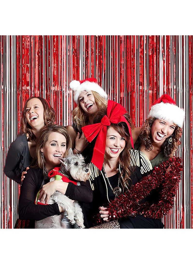 مارك ستارة فويل حمراء | 1 × 2 متر خلفية حفلات من الزينة المعدنية للهالوين، وحفلات استقبال المولود الجديد، وحفلات الزفاف، والعيد، والتخرج، وديكورات حفلات أعياد الميلاد [عبوة من قطعتين] - Image 3