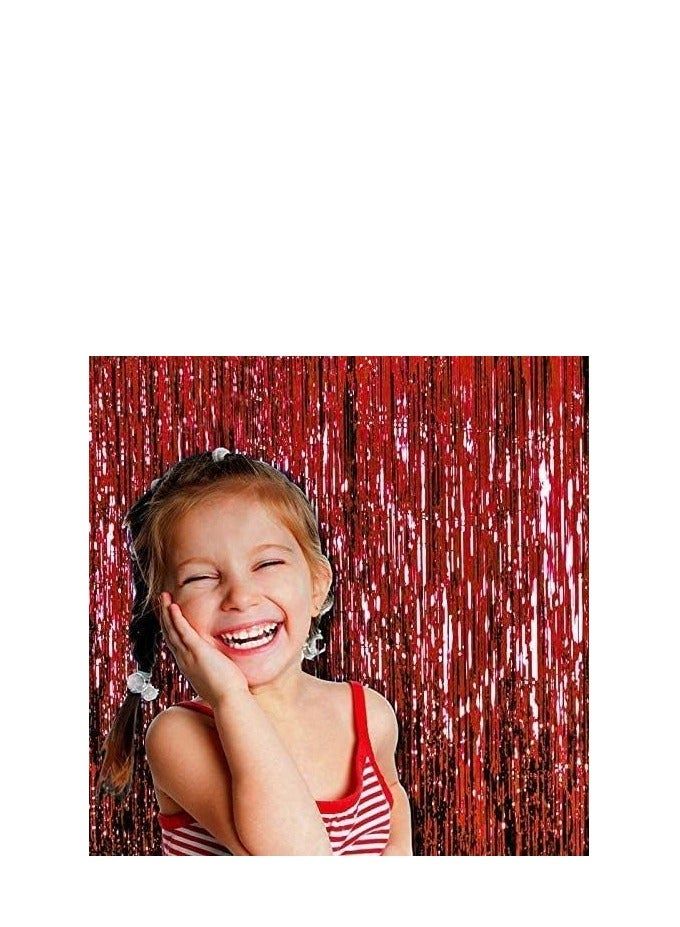 مارك ستارة فويل حمراء | 1 × 2 متر خلفية حفلات من الزينة المعدنية للهالوين، وحفلات استقبال المولود الجديد، وحفلات الزفاف، والعيد، والتخرج، وديكورات حفلات أعياد الميلاد [عبوة من قطعتين] - Image 5