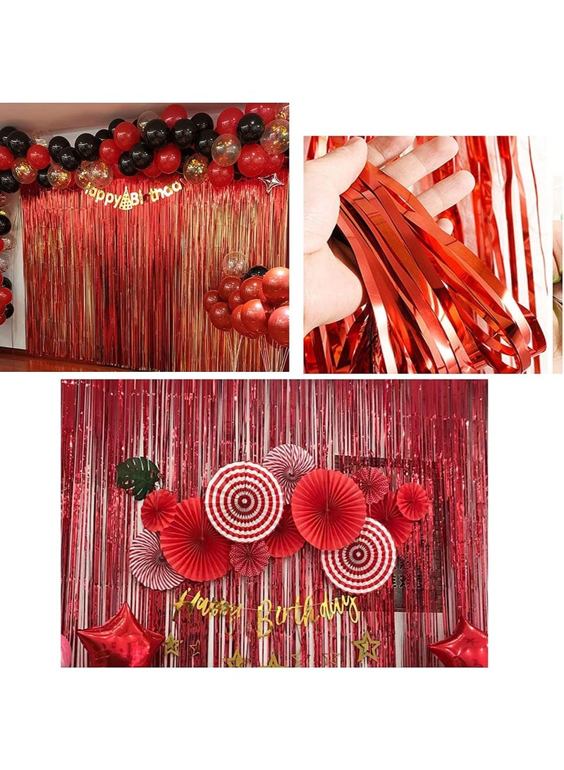 مارك ستارة فويل حمراء | 1 × 2 متر خلفية حفلات من الزينة المعدنية للهالوين، وحفلات استقبال المولود الجديد، وحفلات الزفاف، والعيد، والتخرج، وديكورات حفلات أعياد الميلاد [عبوة من قطعتين] - Image 4