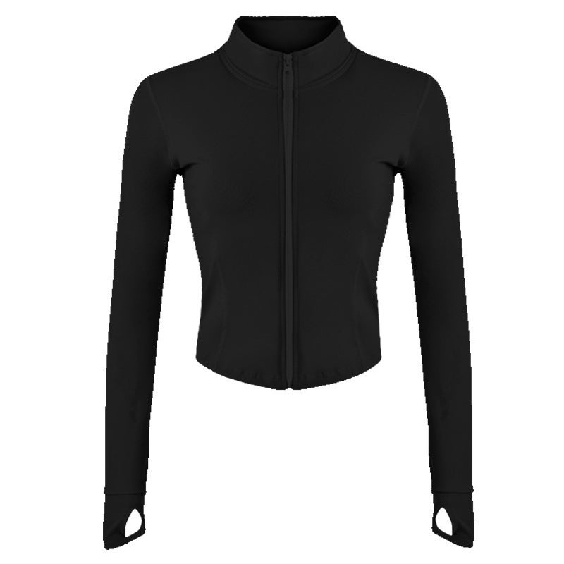 Generic New Stand Collar Slim Fit Zip Athletic Jacket Black (brocade ammonia fabric) 