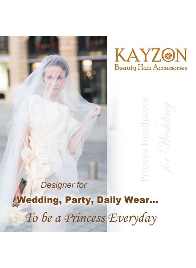 KAYZON Wedding Hair Accessories for Kids, Flower Girl Accessory, Princess Headpiece White Headband Pearl and Girls Cute Bridal Band, Women's Fashion Headbands, Flower Pearl Gold - Image 4