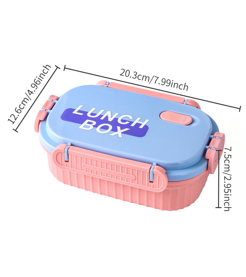 304 Stainless Steel Microwaveable Bento Box With Lid Blue Green Striped Fresh Keeping For Office - Image 5