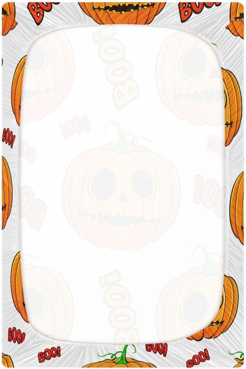 Halloween Goofy Pumpkins Crib Sheets for Boys Girls Ultra Soft Breathable Baby Crib Sheet Fitted Crib Sheets for Standard Size Crib and Toddler Mattresses, 39 x 27 Inch - Image 3