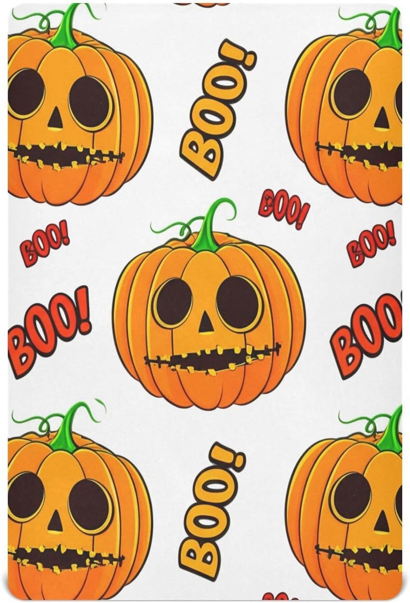 Halloween Goofy Pumpkins Crib Sheets for Boys Girls Ultra Soft Breathable Baby Crib Sheet Fitted Crib Sheets for Standard Size Crib and Toddler Mattresses, 39 x 27 Inch - Image 1