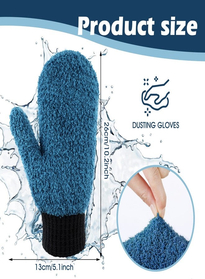 Bencailor 3 Pairs Microfiber Dust Mittens with Thumb Household Cleaning No Scratch Dusting Reusable Gloves for Kitchen House Car Cleaning Tools(Dark Blue, Khaki, Gray, Black) - Image 3