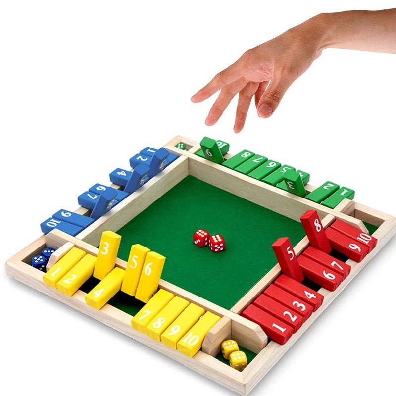 Nicecho Shut The Box Dice Game,2-4 Player Family Wooden Board Table Math Games for Adults and Kids, 8 Dices Classics Games for Classroom,Home,Party or Pub - Image 1