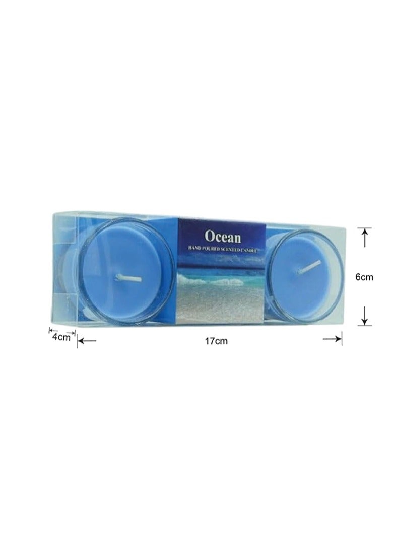 BABAZAM A Pair of Ocean Scented Tea Light Candle for Home Birthday Valentine Anniversary Wedding 17x6x4cm  - Image 1
