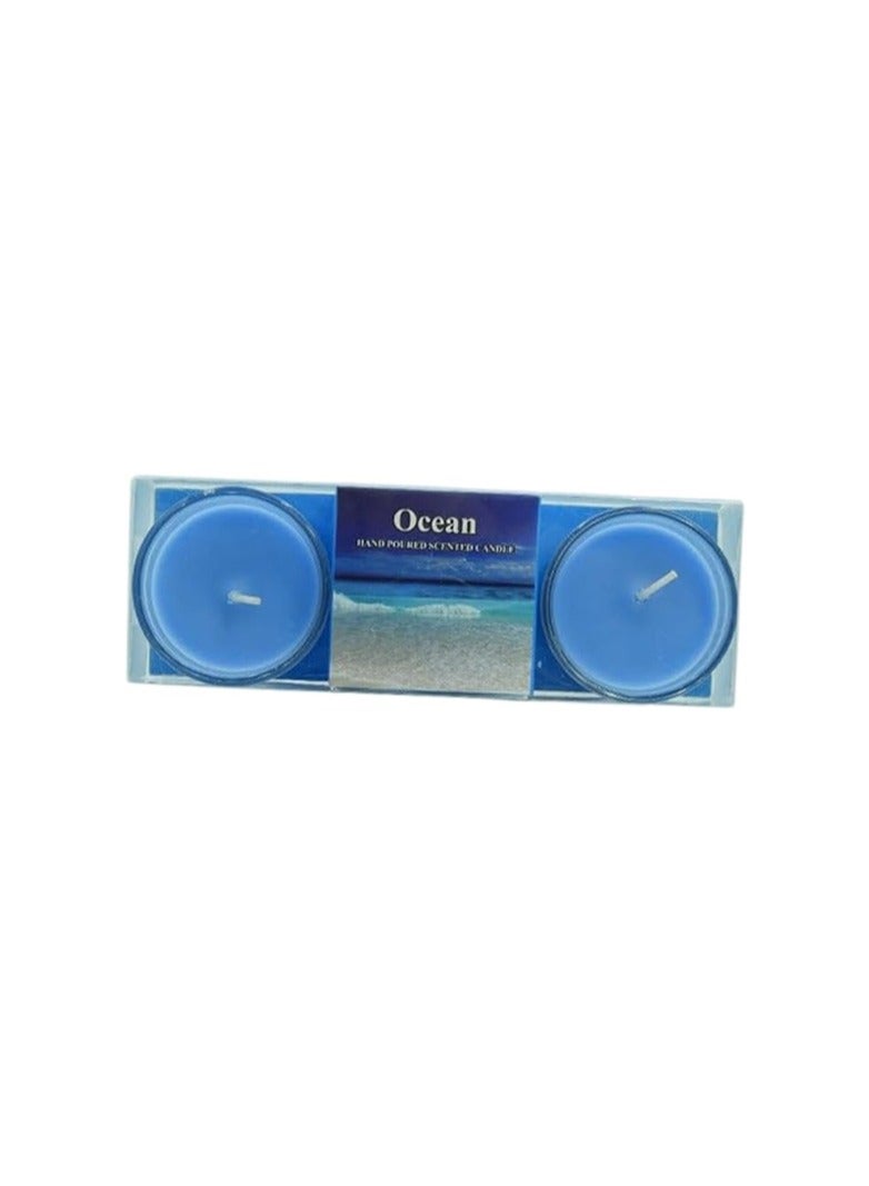BABAZAM A Pair of Ocean Scented Tea Light Candle for Home Birthday Valentine Anniversary Wedding 17x6x4cm  - Image 2