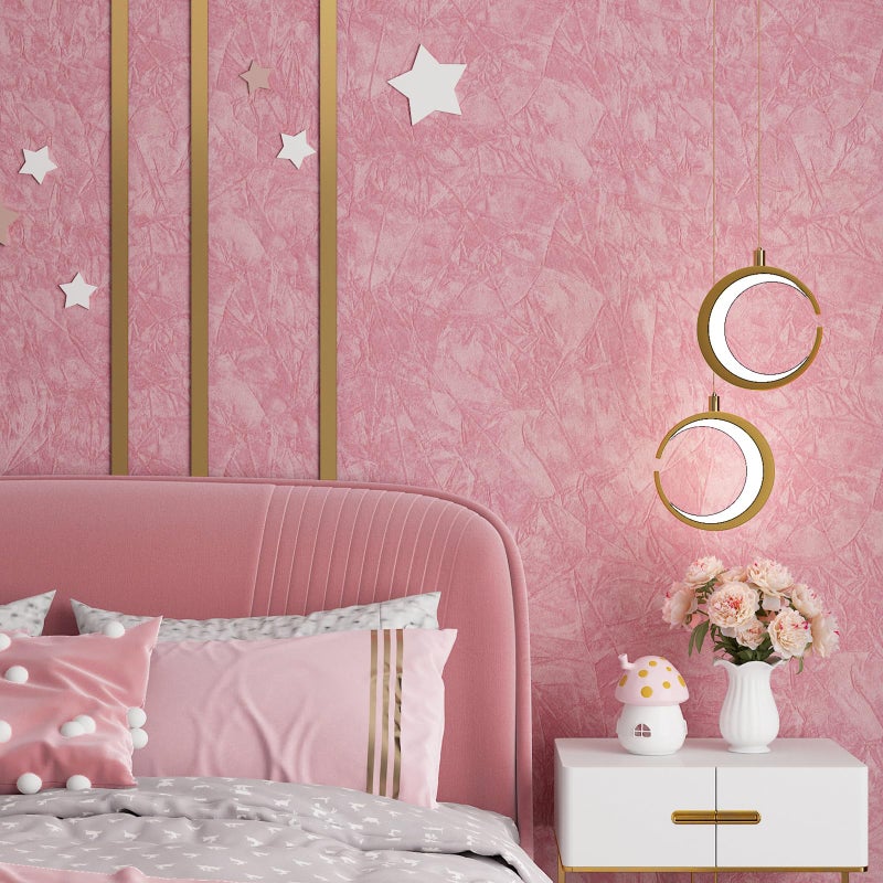 ReWallpaper 30inX165ft Pink Velvet Peel and Stick Wallpaper Removable Textured Coral Pink Wall Paper for Girls Bedroom Self Adhesive Soft Velvet Fabric Wall Covering for Nursery Room Accent Walls - Image 2