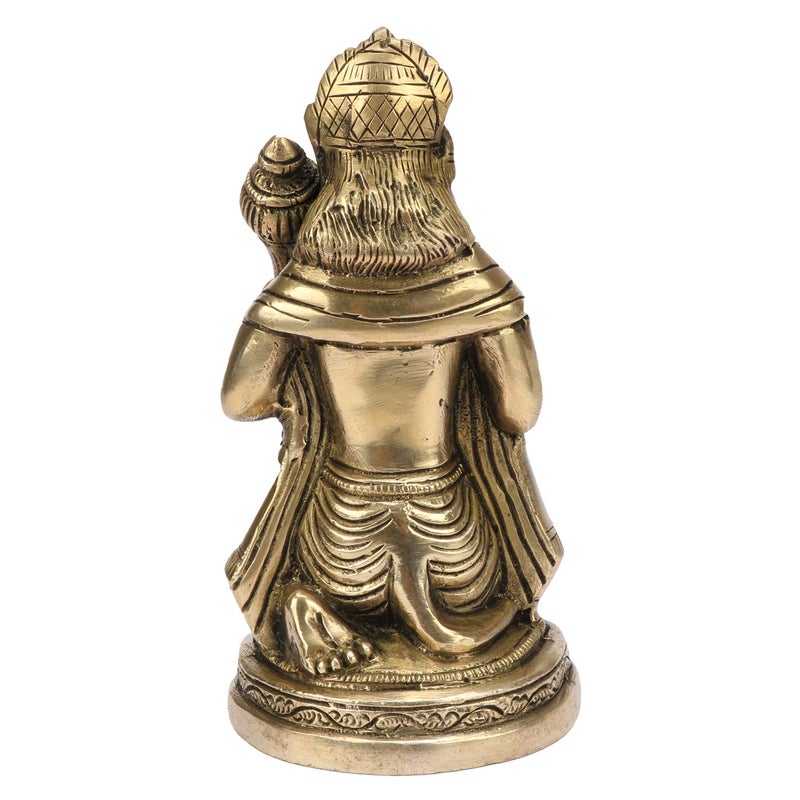 Kartique Kartique Brass Hanuman Idol Statue Moorti 6 Tall Kneeling Posture with Gada Intricate Detailing for Home Temple Dcor  - Image 4