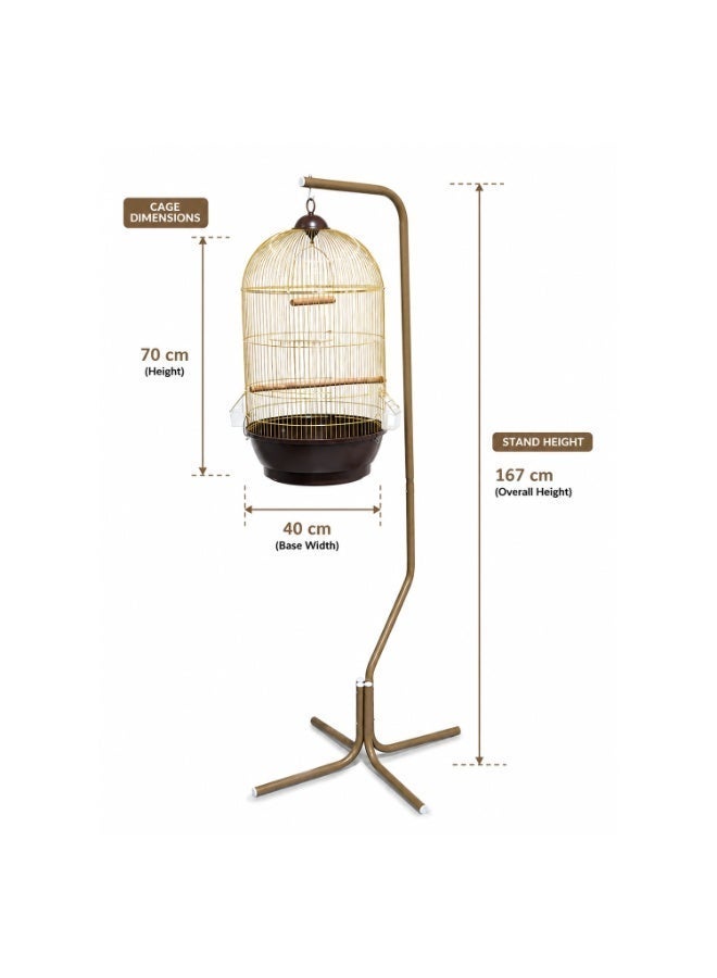 Dayang 330 Gold Bird Cage with C7 Gold Hanging Stand Combo - 167cm Height - Image 2