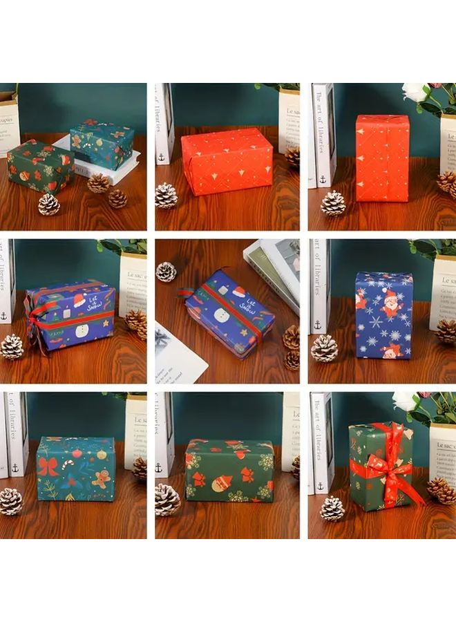 Christmas Wrapping Paper Roll 10 Sheets Large 19.7x29.1 Inch Snowflake Reindeer Patterns - Image 2