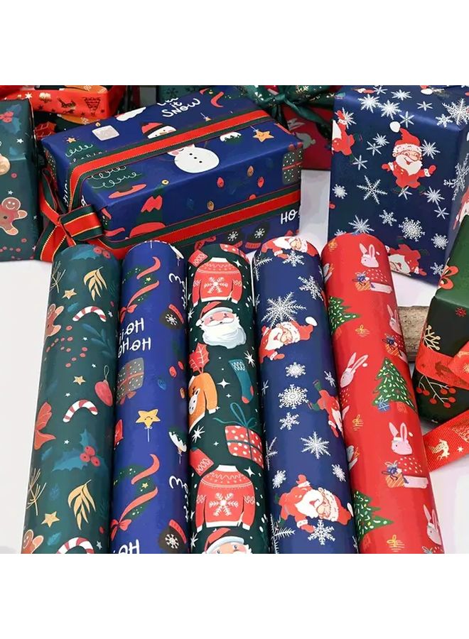 Christmas Wrapping Paper Roll 10 Sheets Large 19.7x29.1 Inch Snowflake Reindeer Patterns - Image 4