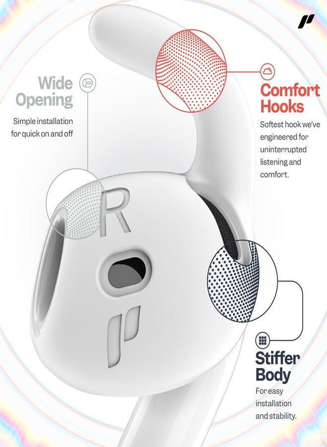 Proof Labs 4 Pairs for AirPods 4 Ear Hooks Covers [Added Storage Pouch] Accessories Compatible with Apple AirPods 4th Generation (White) - Image 3