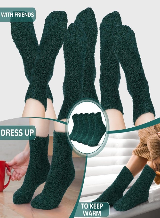 Suhine جوارب شتوية دافئة من الصوف الناعم من سوهين، 12 زوجًا، هدية مثالية لعيد الميلاد، شباشب شتوية للنوم (طول متوسط، لون أخضر غابي). - Image 3