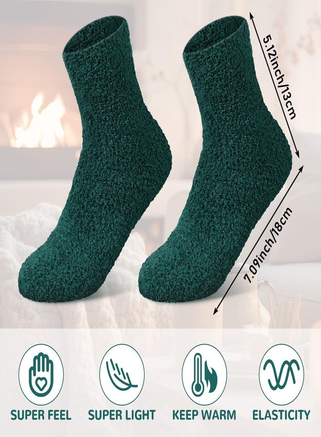 Suhine جوارب شتوية دافئة من الصوف الناعم من سوهين، 12 زوجًا، هدية مثالية لعيد الميلاد، شباشب شتوية للنوم (طول متوسط، لون أخضر غابي). - Image 2