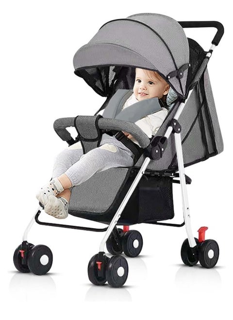 Stroller, 0-36 months Lightweight Travel Stroller with Storage Basket Foldable Travel Pram Detachable Bumper for Toddler Stroller,5-Point Safety Harness