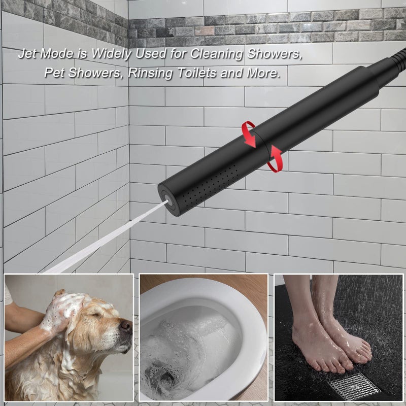 Katais Matte Black Shower Wand 2 In 1 Fuction Hand Held Shower Head High Flow 7 Inch Brass Shower Head High Pressure Handheld Shower Head Sprayer With 59 Inch Hose And Bracket - Image 2