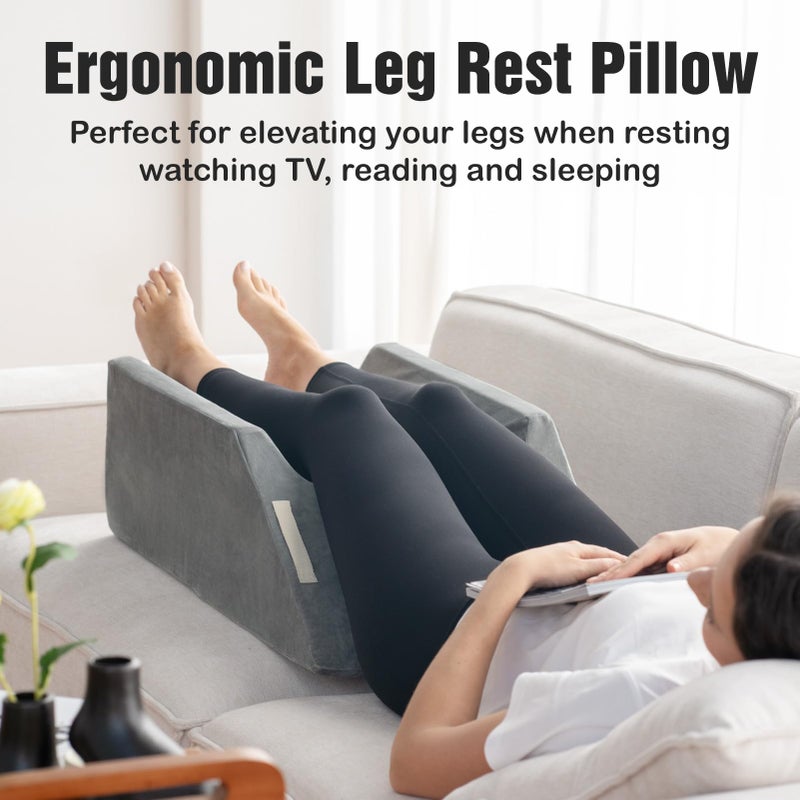 LightEase Post-Surgery Leg, Knee, Ankle Elevation Double Wedge Pillow, Memory Foam Leg Elevating Pillow for Injure, Sleeping, Foot Rest, Reduce Swelling - Image 3