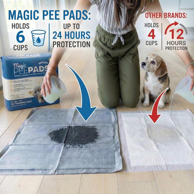 alpha paw - Odor Eliminating Pee Pads for Dogs, Extra Thick Disposable Leak-Proof Dog Pads, Quick-Dry, Non-Slip Backing, With Pheromones To Attract Your Dog - Image 2
