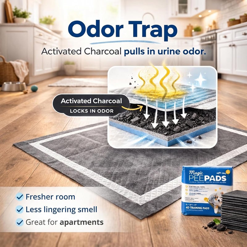 alpha paw - Odor Eliminating Pee Pads for Dogs, Extra Thick Disposable Leak-Proof Dog Pads, Quick-Dry, Non-Slip Backing, With Pheromones To Attract Your Dog - Image 4