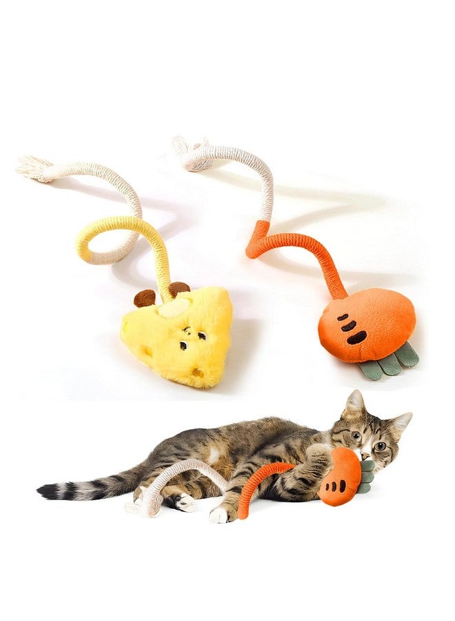 Kingtree 2 Pack Interactive Cat Chew Ropes, Cotton Rope Cat Chew Toys for Indoor Cats Teeth Cleaning, Safe Bite Resistant Catnip Rope Toys without Wire - Image 1