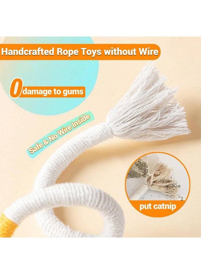 Kingtree 2 Pack Interactive Cat Chew Ropes, Cotton Rope Cat Chew Toys for Indoor Cats Teeth Cleaning, Safe Bite Resistant Catnip Rope Toys without Wire - Image 3