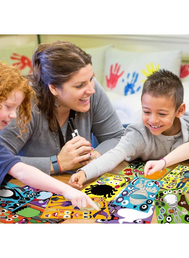 Moon Boat 12Sheets Halloween Stickers Crafts for Kids-Make-A Pumpkin/Monster/Ghost/Reaper/Spider/Witch/Zombie/Skeleton/Mummy/Vampire Face Sticker-Party Decorating Favors Games Gifts Supplies (Small Size) - Image 4