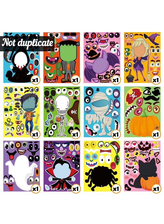 Moon Boat 12Sheets Halloween Stickers Crafts for Kids-Make-A Pumpkin/Monster/Ghost/Reaper/Spider/Witch/Zombie/Skeleton/Mummy/Vampire Face Sticker-Party Decorating Favors Games Gifts Supplies (Small Size) - Image 5