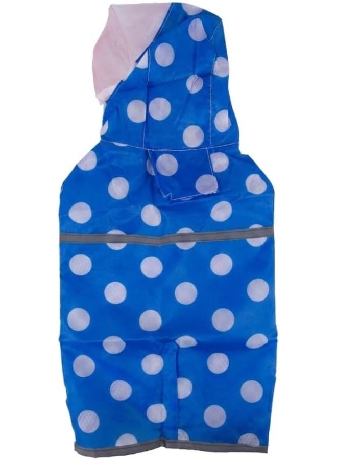 Daiso Dog Raincoat Dot Patterned Waterproof Jacket – Blue Lightweight Hooded Pet Rain Coat for Dogs - Image 3