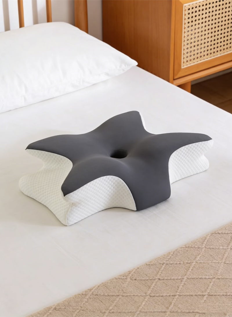 KYDTSYK Ergonomic Memory Foam Pillow | Grey Neck Support Orthopedic Roll Pack Queen Size 60x40x13cm - Image 1
