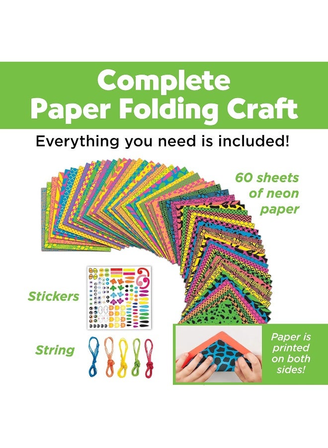 Creativity for Kids Origami Kit, 60 Bright Origami Papers, DIY Arts & Crafts for Kids, Neon Origami Animals (Ages 7+) - Image 3