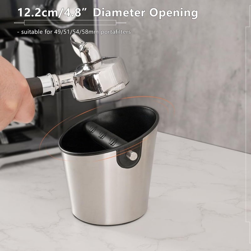 CAFEMASY Espresso Knock Box Barista-Tools - Mini Size Stainless Steel Coffee Puck Disposal Knock Box Espresso Machine Accessories Knock Out Box Container Dump Bin - Image 2