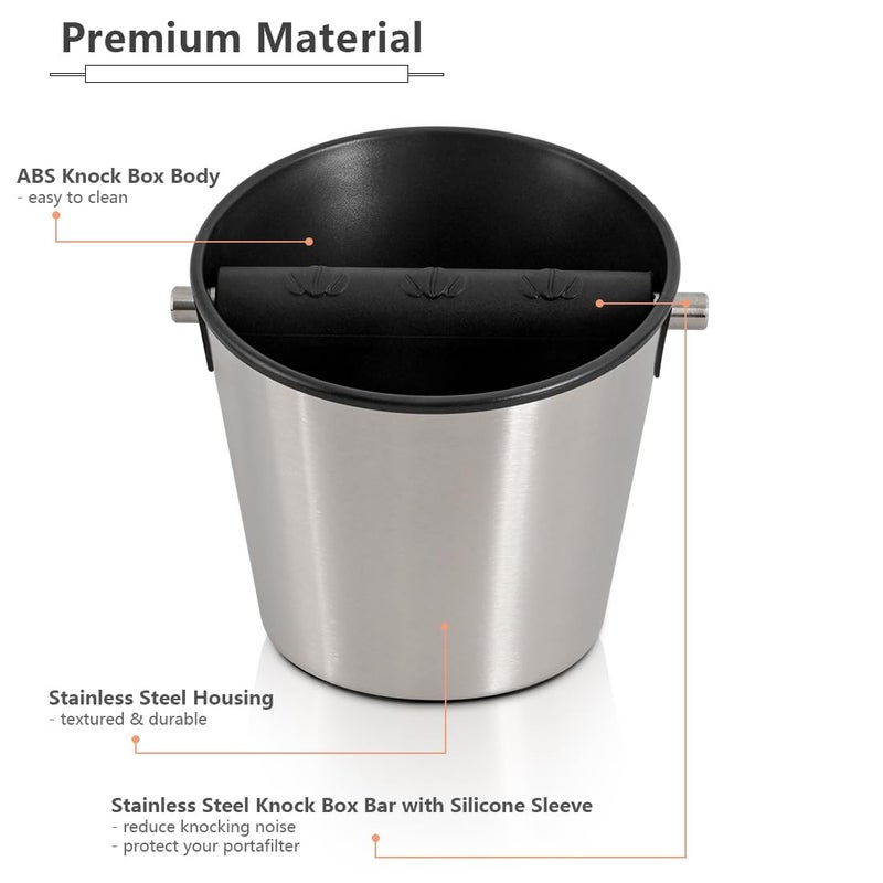 CAFEMASY Espresso Knock Box Barista-Tools - Mini Size Stainless Steel Coffee Puck Disposal Knock Box Espresso Machine Accessories Knock Out Box Container Dump Bin - Image 5